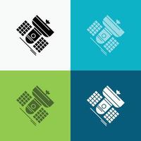 Broadcast. broadcasting. communication. satellite. telecommunication Icon Over Various Background. glyph style design. designed for web and app. Eps 10 vector illustration
