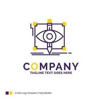 Company Name Logo Design For design. draft. sketch. sketching. visual. Purple and yellow Brand Name Design with place for Tagline. Creative Logo template for Small and Large Business. vector