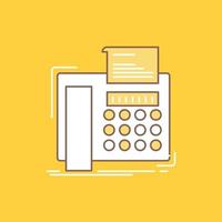 fax. mensaje. teléfono. telefax icono lleno de línea plana de comunicación. hermoso botón de logotipo sobre fondo amarillo para ui y ux. sitio web o aplicación móvil vector