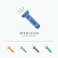 torch. light. flash. camping. hiking 5 Color Glyph Web Icon Template isolated on white. Vector illustration