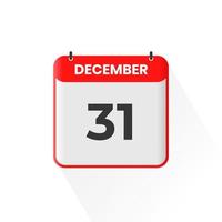 31st December calendar icon. December 31 calendar Date Month icon vector illustrator