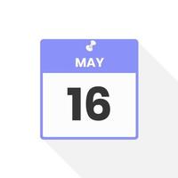 May 16 calendar icon. Date,  Month calendar icon vector illustration