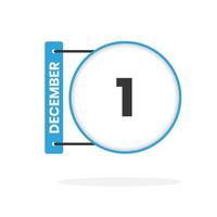 December 1 calendar icon. Date,  Month calendar icon vector illustration