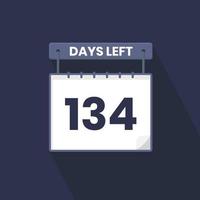 134 Days Left Countdown for sales promotion. 134 days left to go Promotional sales banner vector