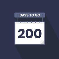 Quedan 200 días de cuenta regresiva para la promoción de ventas. Quedan 200 días para el banner de ventas promocionales. vector