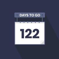Faltan 122 días de cuenta regresiva para la promoción de ventas. Quedan 122 días para el banner de ventas promocionales. vector