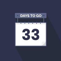Faltan 33 días de cuenta regresiva para la promoción de ventas. Quedan 33 días para el banner de ventas promocionales. vector