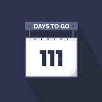 Quedan 111 días de cuenta regresiva para la promoción de ventas. Quedan 111 días para el banner de ventas promocionales. vector