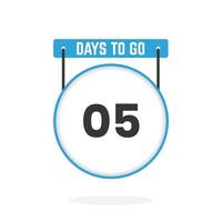 5 Days Left Countdown for sales promotion. 5 days left to go Promotional sales banner vector