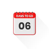 Countdown icon 6 Days Left for sales promotion. Promotional sales banner 6 days left to go vector