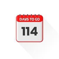 icono de cuenta regresiva Quedan 114 días para la promoción de ventas. banner promocional de ventas quedan 114 días para ir vector