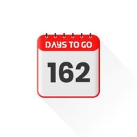 icono de cuenta regresiva Quedan 162 días para la promoción de ventas. banner promocional de ventas quedan 162 días para ir vector