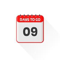 Countdown icon 9 Days Left for sales promotion. Promotional sales banner 9 days left to go vector