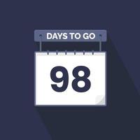Quedan 98 días de cuenta regresiva para la promoción de ventas. Quedan 98 días para el banner de ventas promocionales. vector