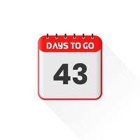 Countdown icon 43 Days Left for sales promotion. Promotional sales banner 43 days left to go vector