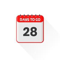 Countdown icon 28 Days Left for sales promotion. Promotional sales banner 28 days left to go vector