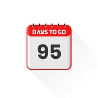Countdown icon 95 Days Left for sales promotion. Promotional sales banner 95 days left to go vector