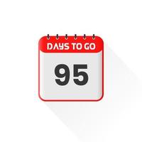 Countdown icon 95 Days Left for sales promotion. Promotional sales banner 95 days left to go vector