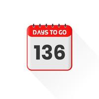 Countdown icon 136 Days Left for sales promotion. Promotional sales banner 136 days left to go vector