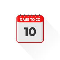 Countdown icon 10 Days Left for sales promotion. Promotional sales banner 10 days left to go vector