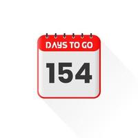 Countdown icon 154 Days Left for sales promotion. Promotional sales banner 154 days left to go vector