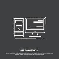 Computer. desktop. hardware. workstation. System Icon. Line vector symbol for UI and UX. website or mobile application