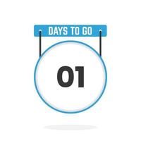 1 Days Left Countdown for sales promotion. 1 days left to go Promotional sales banner vector