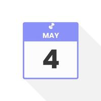 May 4 calendar icon. Date,  Month calendar icon vector illustration