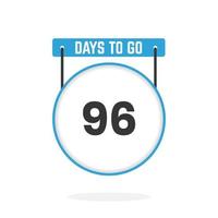 Quedan 96 días de cuenta regresiva para la promoción de ventas. Quedan 96 días para el banner de ventas promocionales. vector