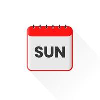 Sunday calendar icon, day of the week for schedule work sign vector