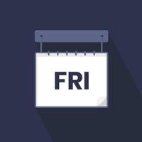 Friday calendar icon, day of the week for schedule work sign vector