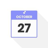 October 27 calendar icon. Date,  Month calendar icon vector illustration