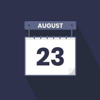 23rd August calendar icon. August 23 calendar Date Month icon vector illustrator