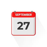 27th September calendar icon. September 27 calendar Date Month icon vector illustrator