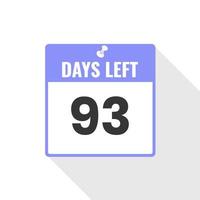 93 Days Left Countdown sales icon. 93 days left to go Promotional banner vector