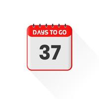 Countdown icon 37 Days Left for sales promotion. Promotional sales banner 37 days left to go vector