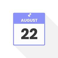 August 22 calendar icon. Date,  Month calendar icon vector illustration