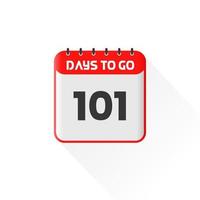 icono de cuenta regresiva Quedan 101 días para la promoción de ventas. banner promocional de ventas quedan 101 días para ir vector
