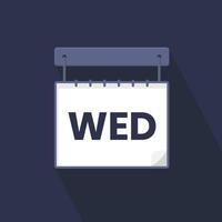 Wednesday calendar icon, day of the week for schedule work sign vector