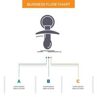 Baby. dummy. newbie. nipple. noob Business Flow Chart Design with 3 Steps. Glyph Icon For Presentation Background Template Place for text. vector