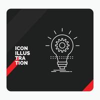 Red and Black Creative presentation Background for Bulb. develop. idea. innovation. light Line Icon vector