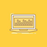 Data. financial. index. monitoring. stock Flat Line Filled Icon. Beautiful Logo button over yellow background for UI and UX. website or mobile application vector