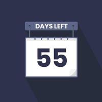 55 Days Left Countdown for sales promotion. 55 days left to go Promotional sales banner vector