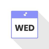 Wednesday calendar icon to do list,  day of the week schedule work sign for personal organizer vector illustration