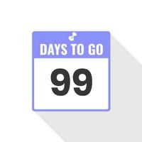 99 Days Left Countdown sales icon. 99 days left to go Promotional banner vector