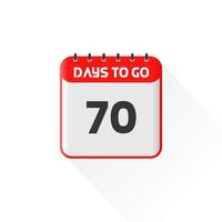 icono de cuenta regresiva Quedan 70 días para la promoción de ventas. banner promocional de ventas quedan 70 días para ir vector