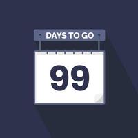 99 Days Left Countdown for sales promotion. 99 days left to go Promotional sales banner vector