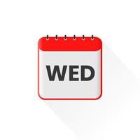 Wednesday calendar icon, day of the week for schedule work sign vector