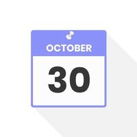 October 30 calendar icon. Date,  Month calendar icon vector illustration