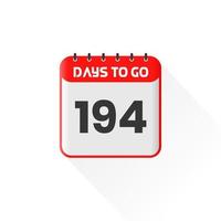 Countdown icon 194 Days Left for sales promotion. Promotional sales banner 194 days left to go vector